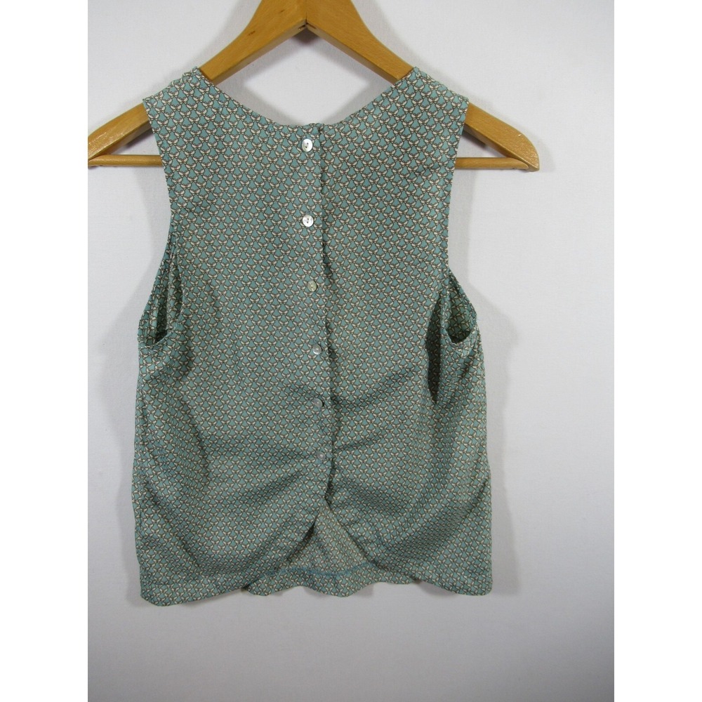 Y2K Body Central Button Back Blouse Women M Sleeveless Geometric Lightweight - Picture 5 of 5
